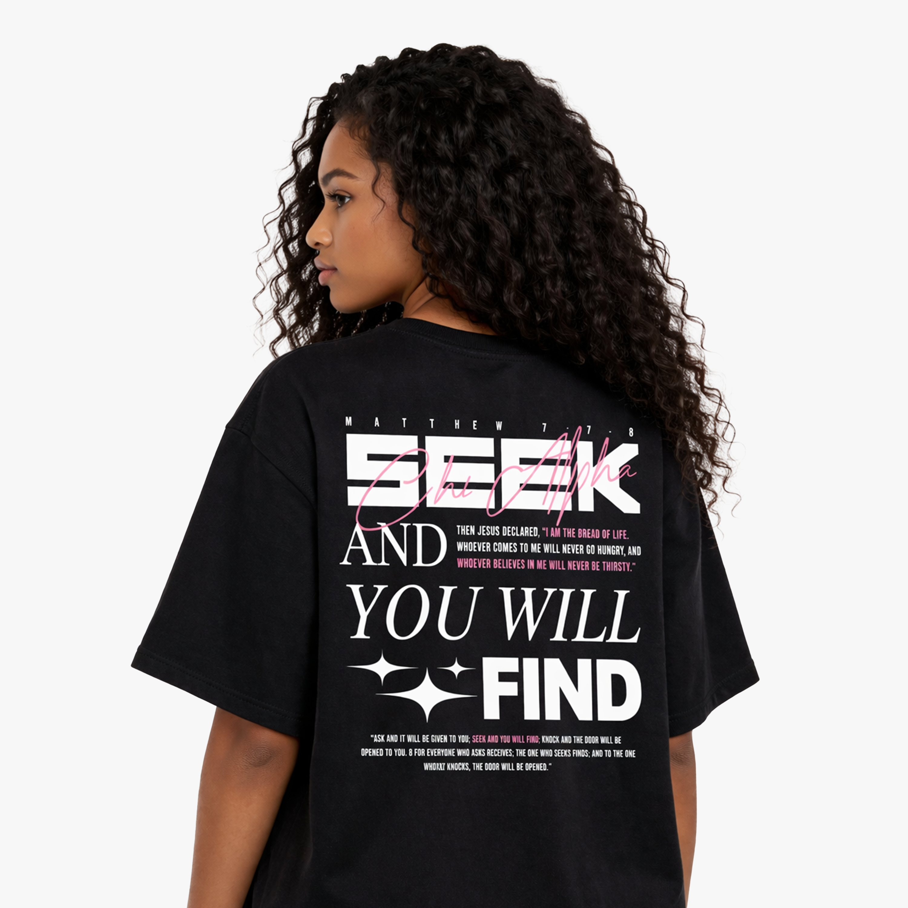 PINK SEEK AND YOU WILL FIND Oversized Boxy Tee